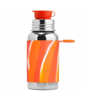 Láhev z nerezové oceli Pura® se sportovním uzávěrem 550 ml - oranžovo-bílá