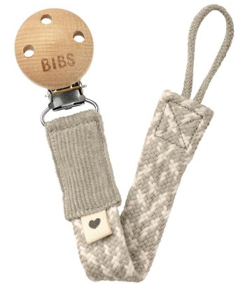 BIBS Paci Braid klip na cumlík - Sand / Ivory