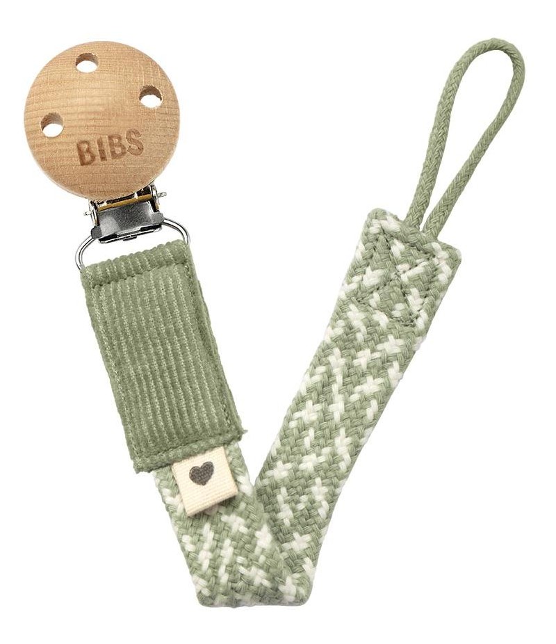 BIBS Paci Braid klip na cumlík - Sage / Ivory